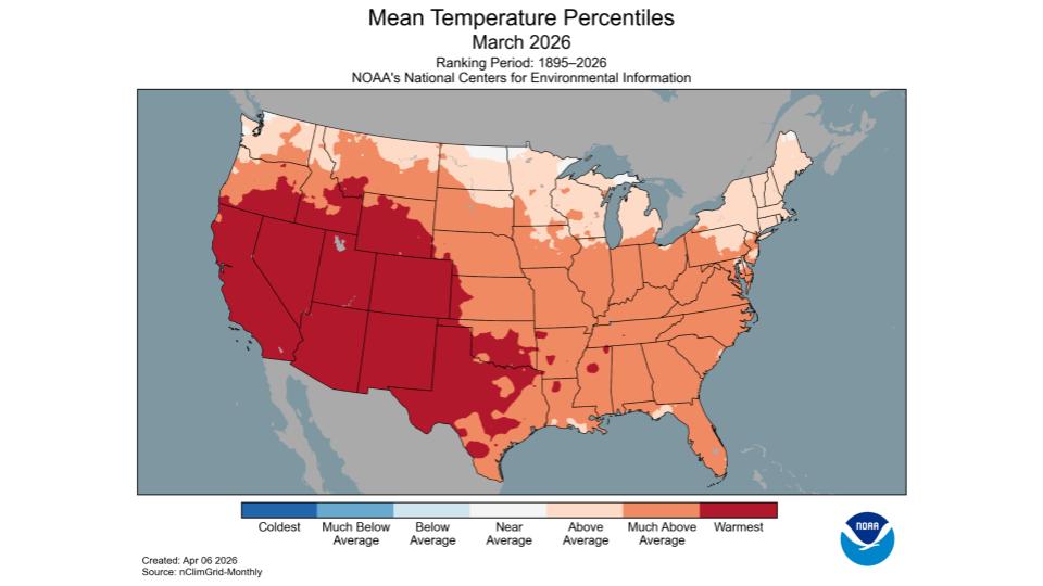 US Hottest March On Record Was In 2026 Weather Com Noaa March 
