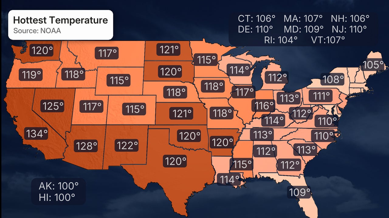 What S The Hottest Temperature In All 50 United States One Map Tells V4hottest Temp States 