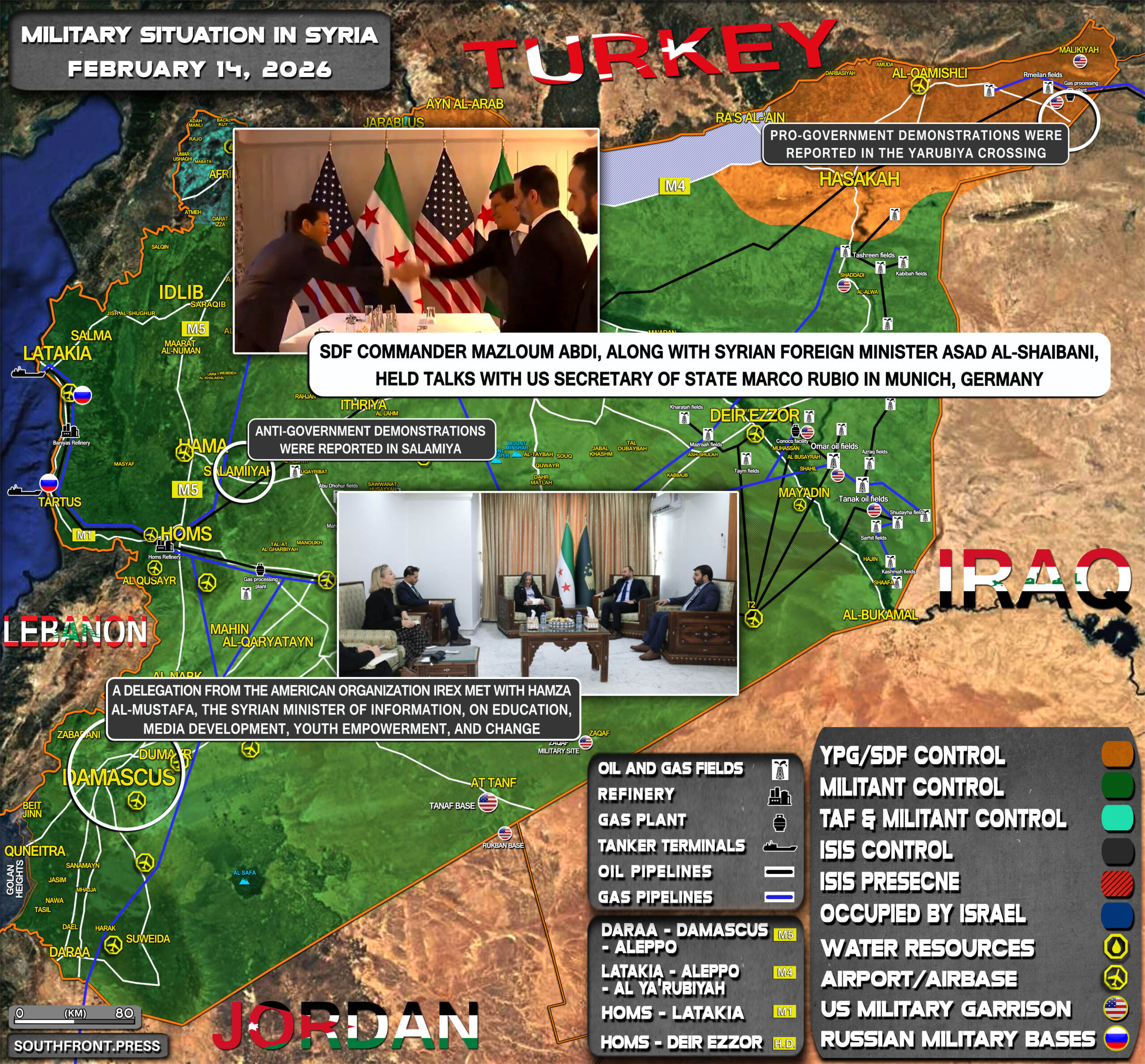 Military Situation In Syria On February 14 2026 Map Update 14feb2026 Syria War Map 