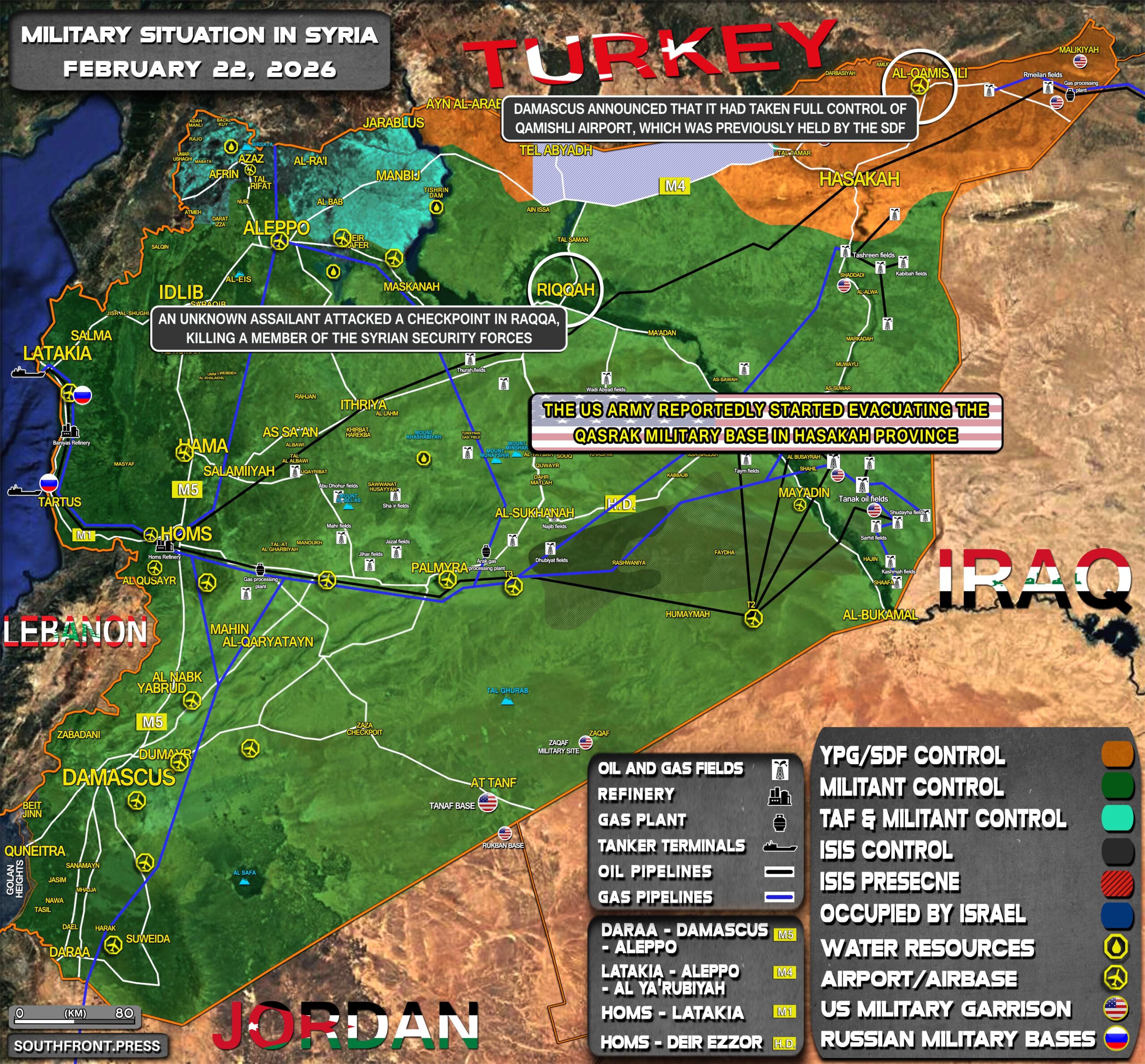 Military Situation In Syria On February 22 2026 Map Update 22feb2026 Syria War Map 