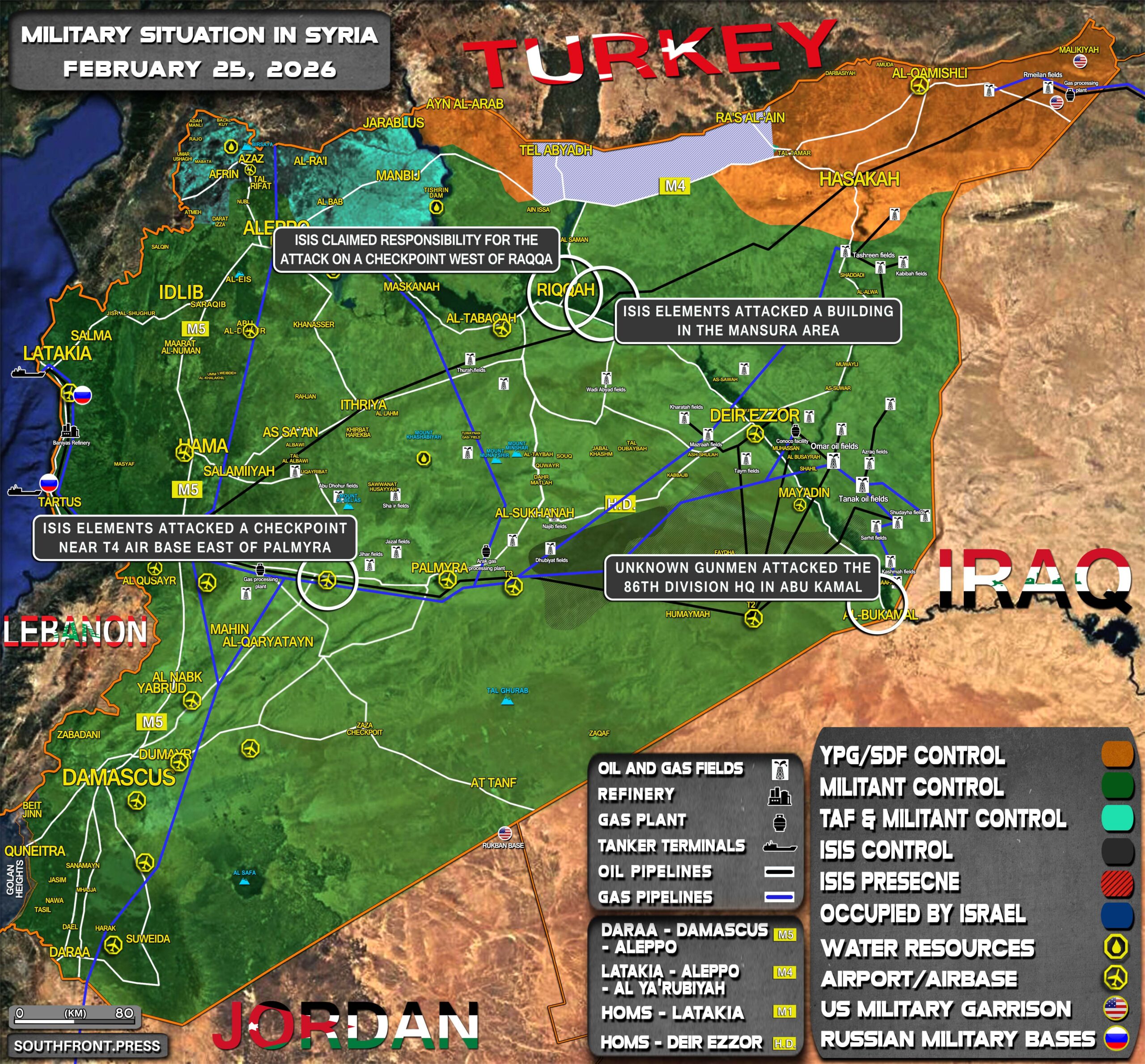 Military Situation In Syria On February 25 2026 Map Update 25feb2026 Syria War Map 