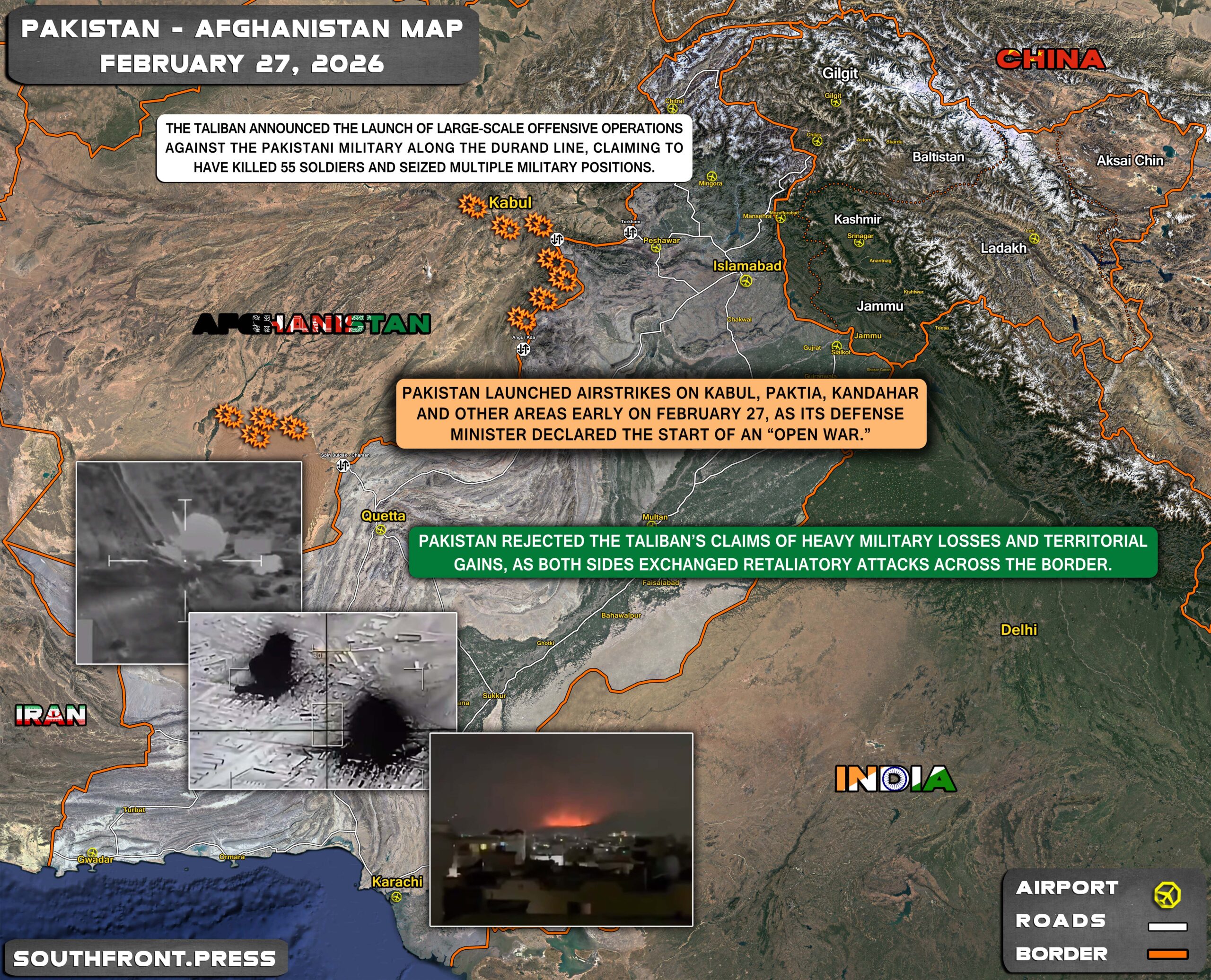 Tensions Between Pakistan And Afghanistan February 27 2026 Map Update 27feb2026 Pakistan Map 