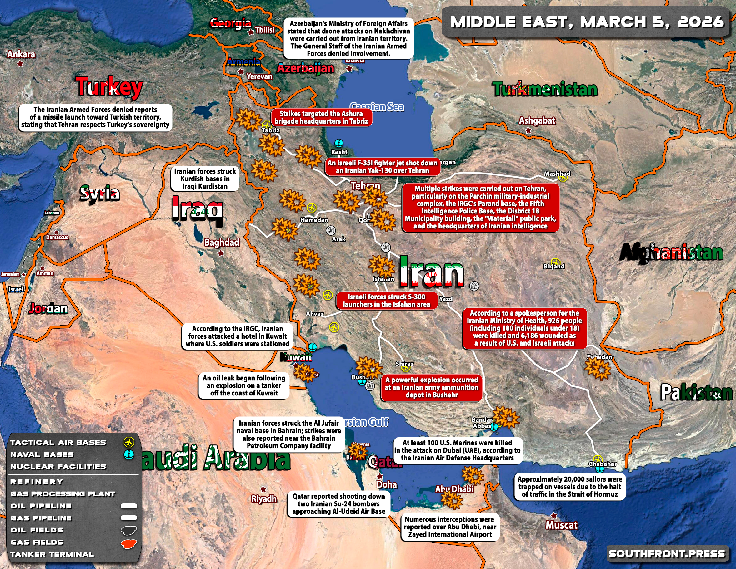 Military Situation In The Middle East On March 5 2026 Map Update 05Mar Middle East Map 