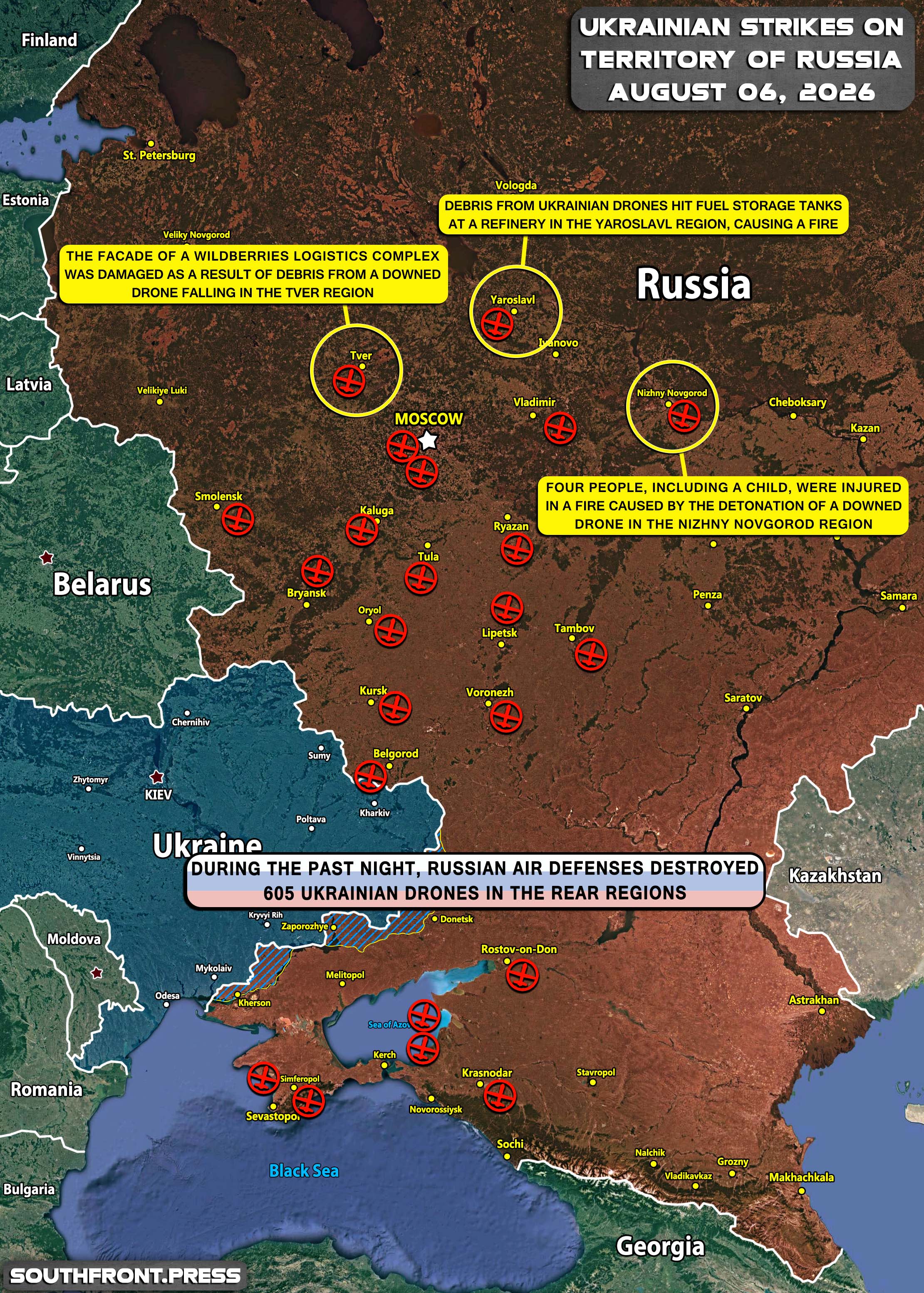 Military Situation In Ukraine And Ukrainian Attacks On Russian 6aug2026 Russia Map 