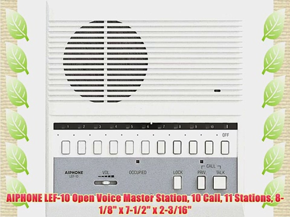 Add 1 common l + 1 individual wire. Aiphone Lef 10 Open Voice Master Station 10 Call 11 Stations 8 1 8 X 7 1 2 X 2 3 16 Video Dailymotion