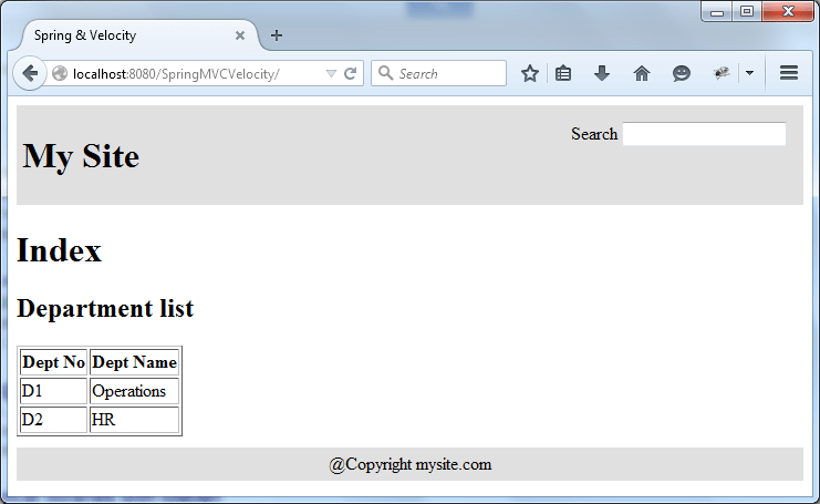 Spring MVC and Velocity Tutorial with Examples (17) Spring MVC and Velocity Tutorial with Examples (17)