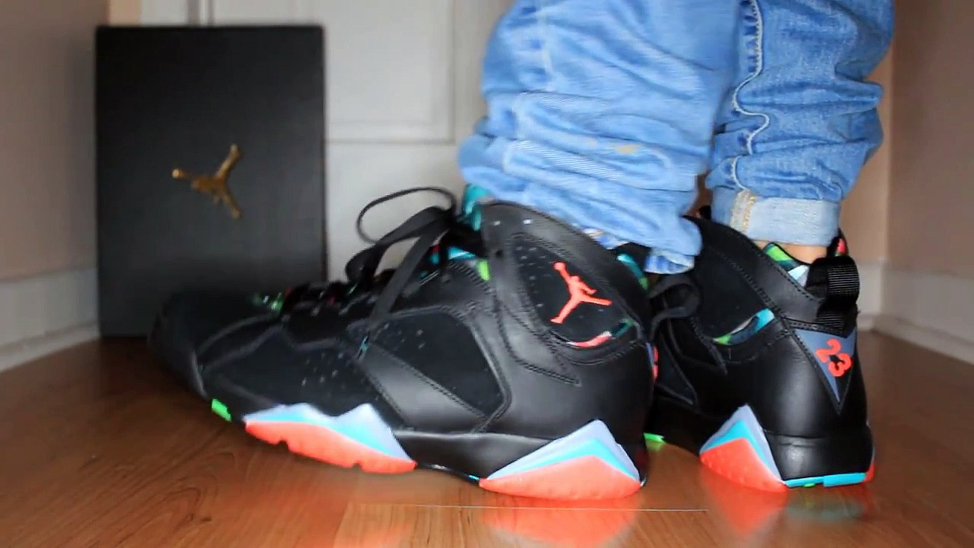 Retro 7 clothing to match barcelona days 7s. Air Jordan 7 Barcelona Nights Aka Marvin The Martian On Feet Sneaker Talk Video Dailymotion