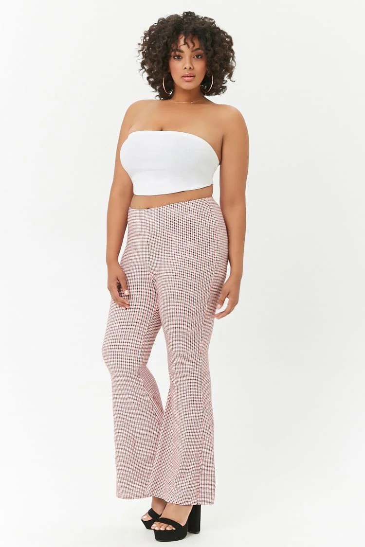 Forever 21 Plus Size Multicolor Houndstooth Flare Pants