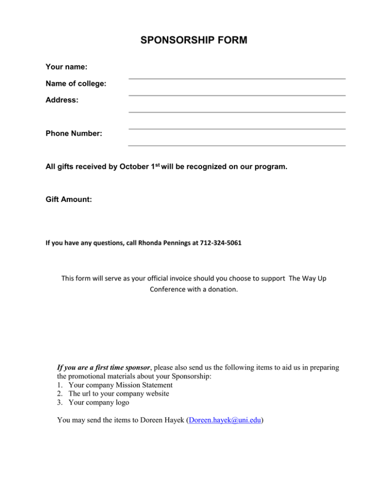 Here's what to do when using. Sponsorship Form