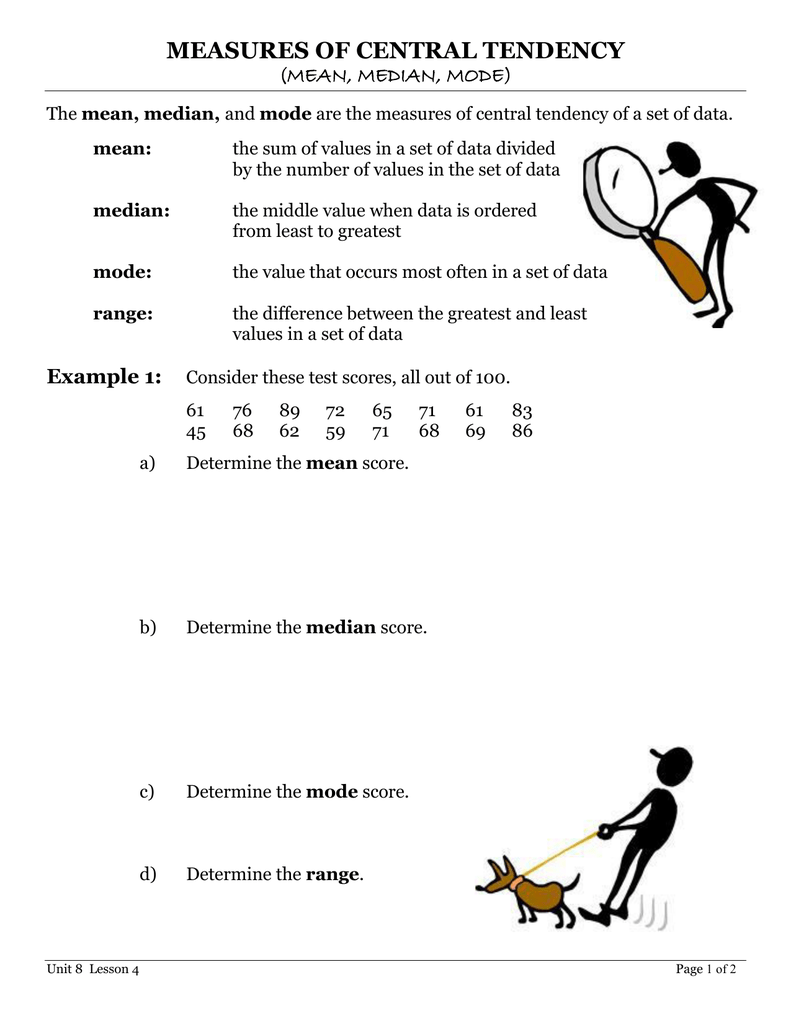 29 measures of central tendency worksheet worksheet information