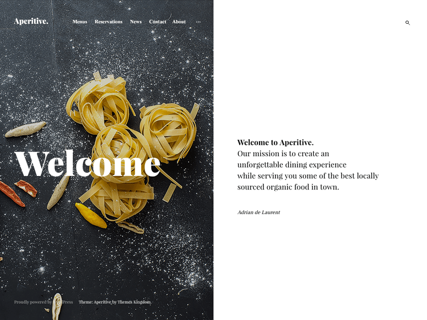 A delicious, crispy, tender theme for a restaurant website, solo chef, or all-around food lover