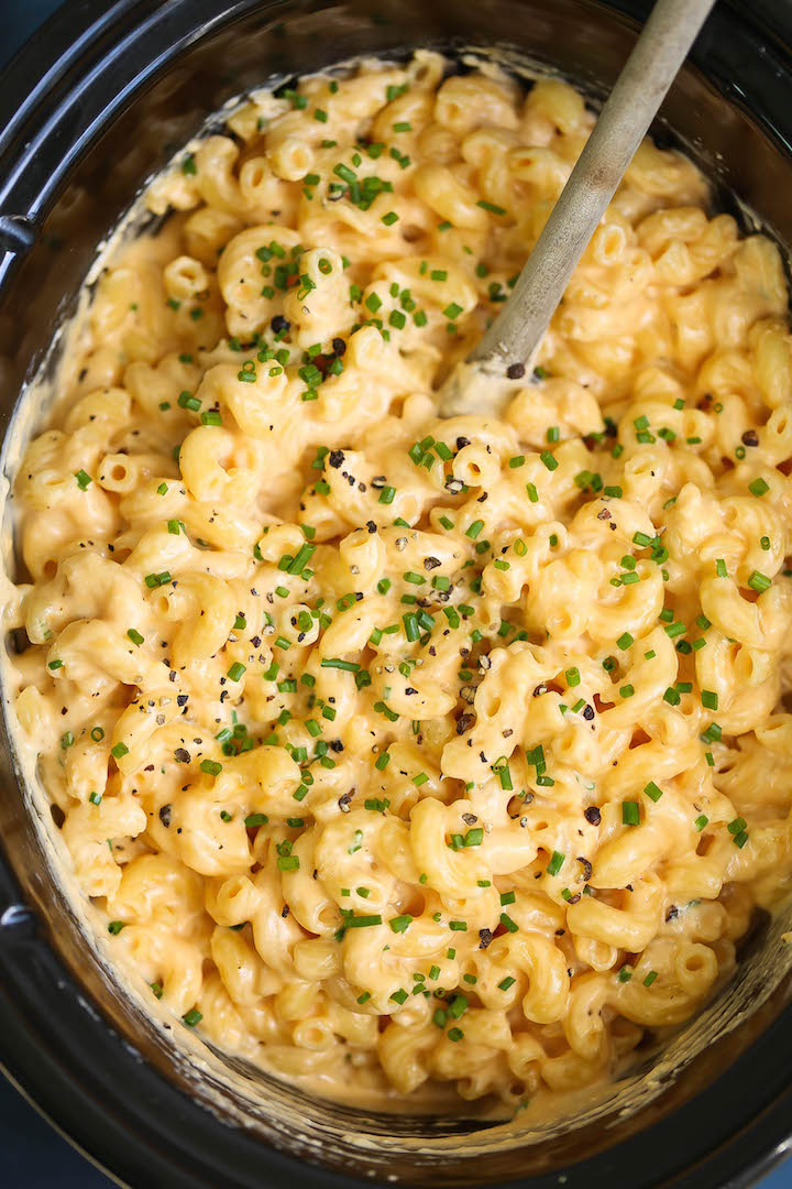 Slow cooker four cheese mac and cheese