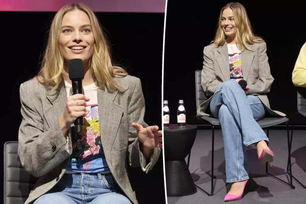 Margot Robbie Goes Laid-Back for “Barbie” Screening