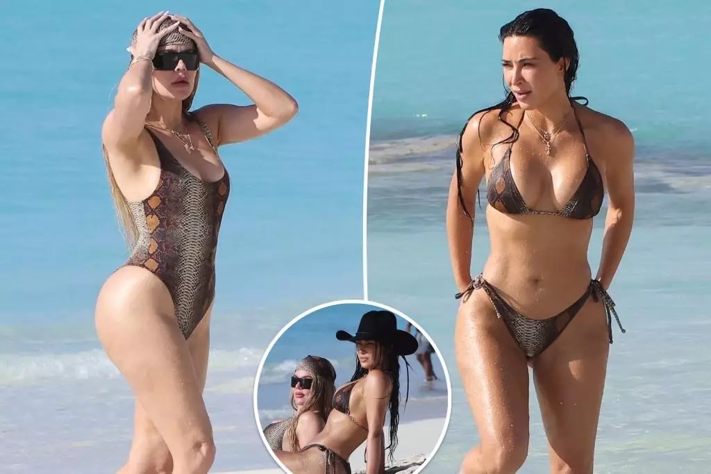 Kardashian Sisters Rock Snakeskin Swimsuits on Family Vacation