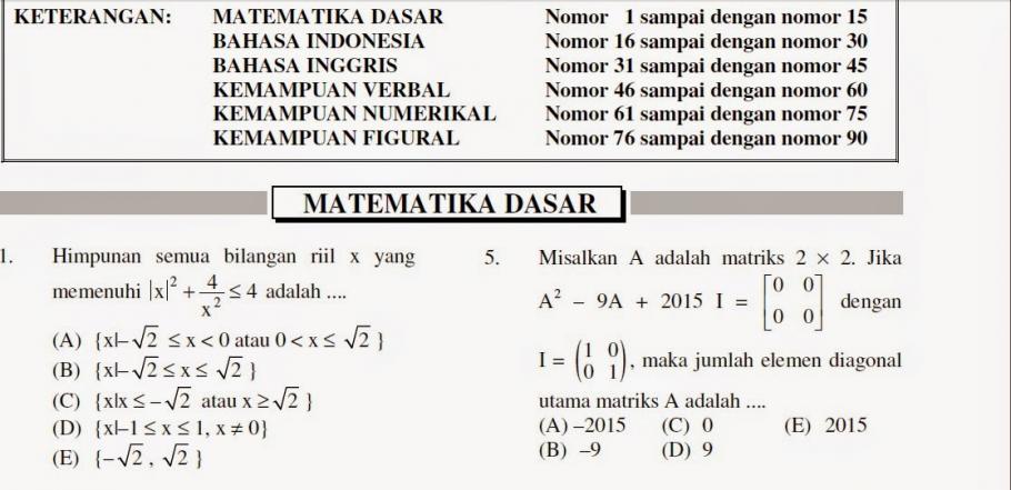 Contoh Soal Ujian Mandiri Iain Dan Pembahasan 