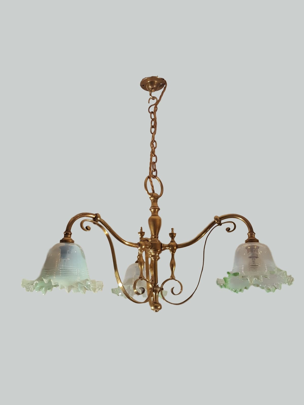Unsigned Art Nouveau ThreeBranch Ceiling Light England c.1905