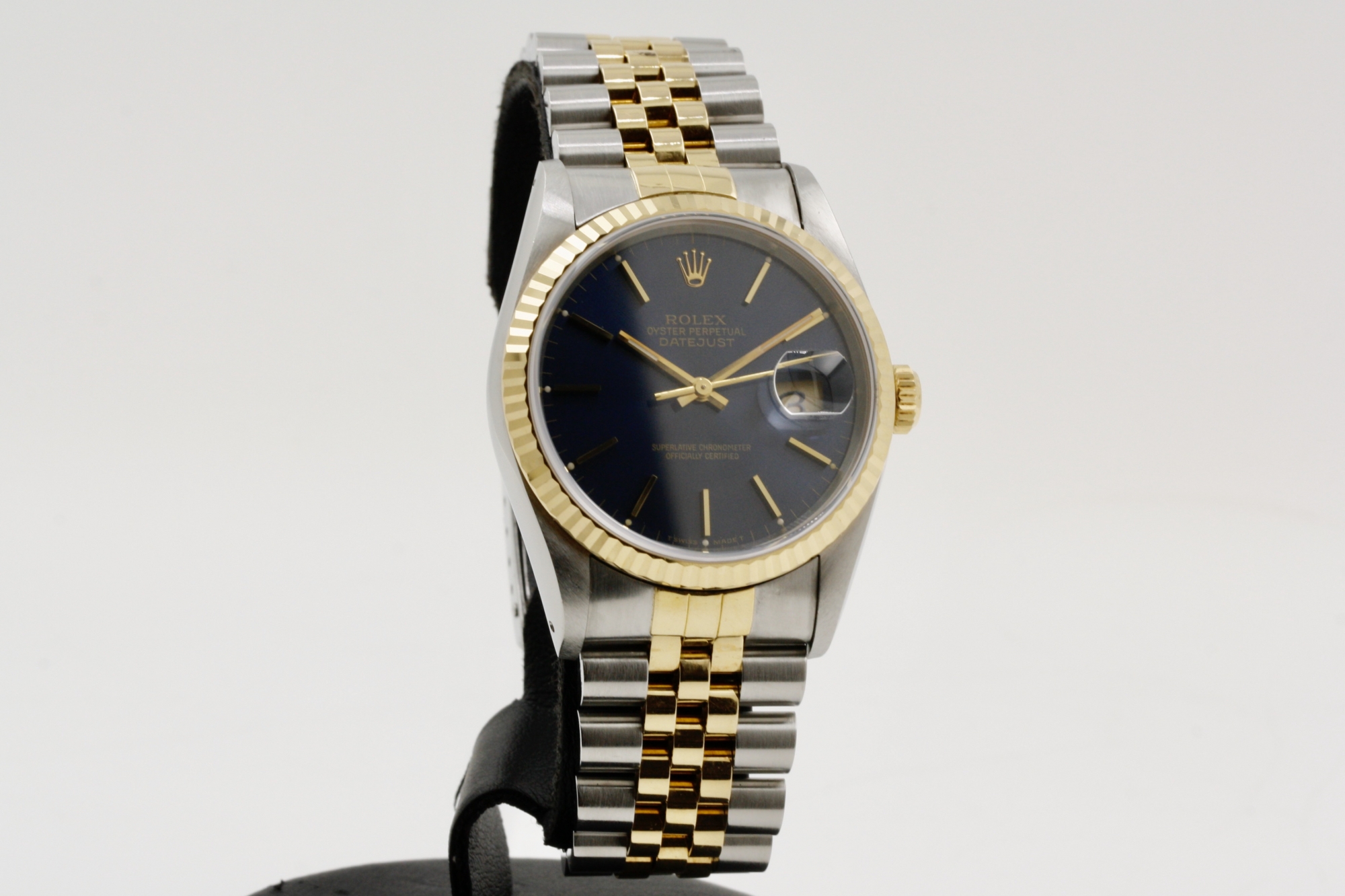 Rolex Datejust 36mm Steel And Gold Blue Tritium Dial Box And Papers Never Polished 16233 1994 Monacowatch
