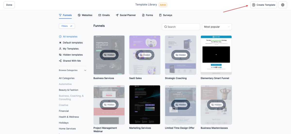 How to Manage and Create Templates from the Admin Screen 1 image