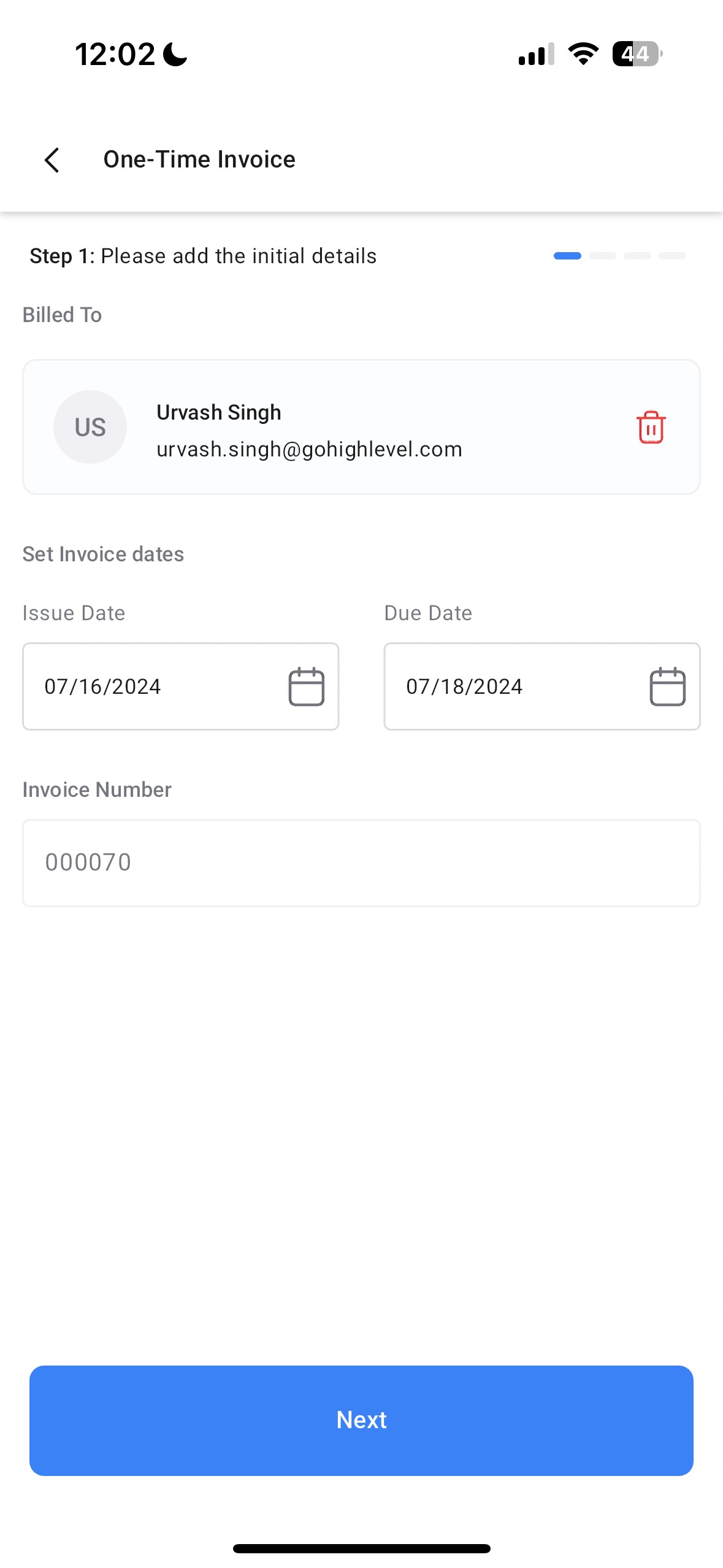 How to Use Invoices in the Mobile App 2 Initial details