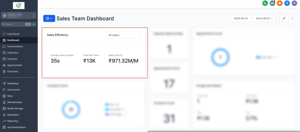 How to Add and Utilize the New Sales Efficiency Widget on Your Dashboard 2 image