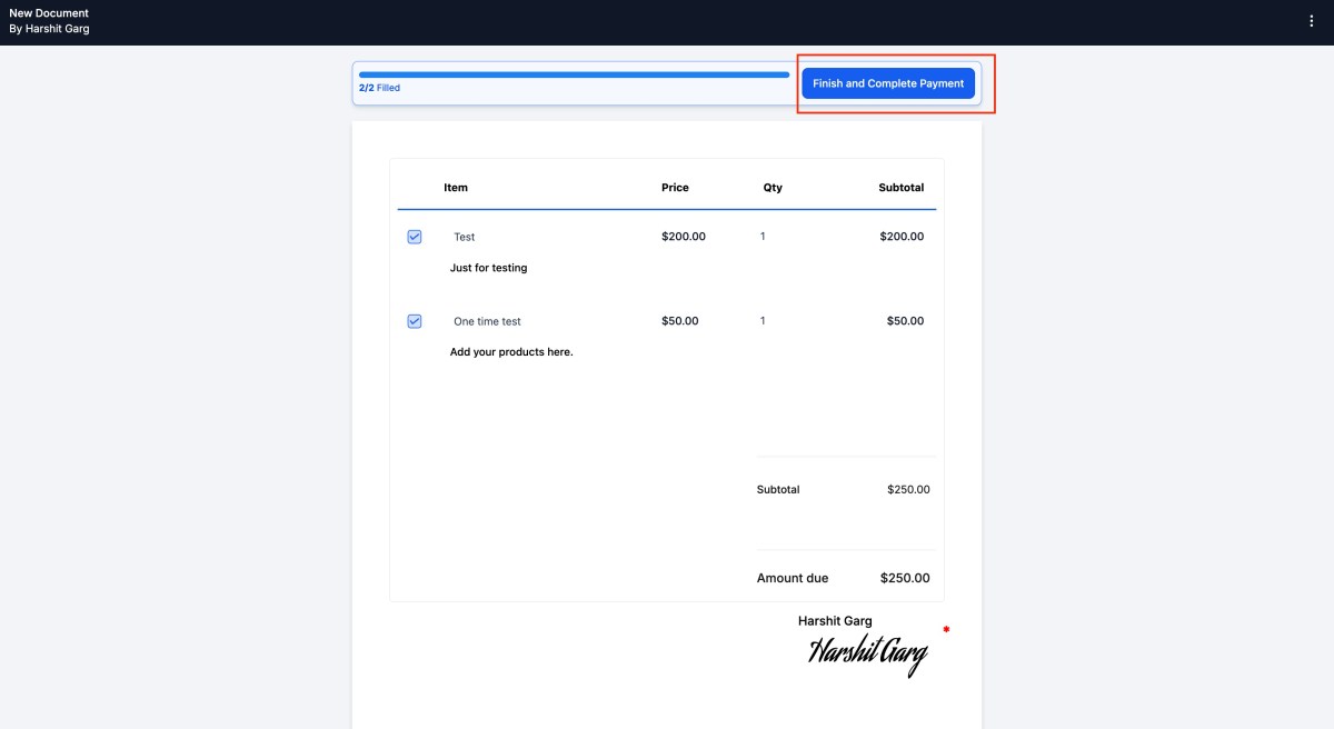 2 in 1 Documents: Direct Invoice payments after signing 8 Screenshot 2024-09-18 at 17