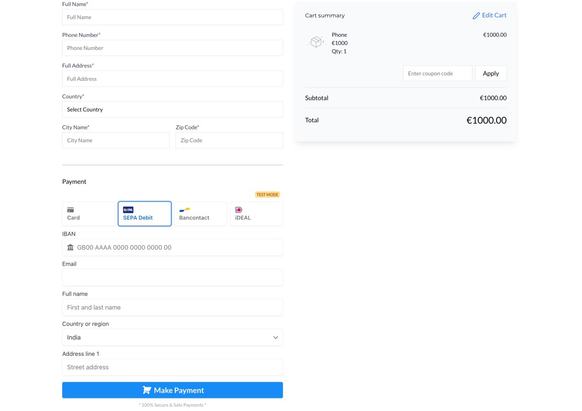 Manage payment methods displayed with Stripe integration 4 image