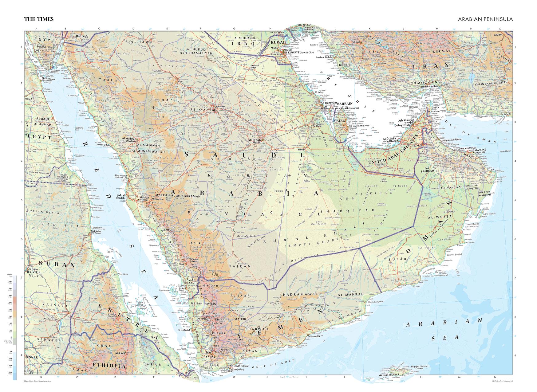 The Times Map Of Arabian Peninsula Mapsherpa CLWF200036 Large.