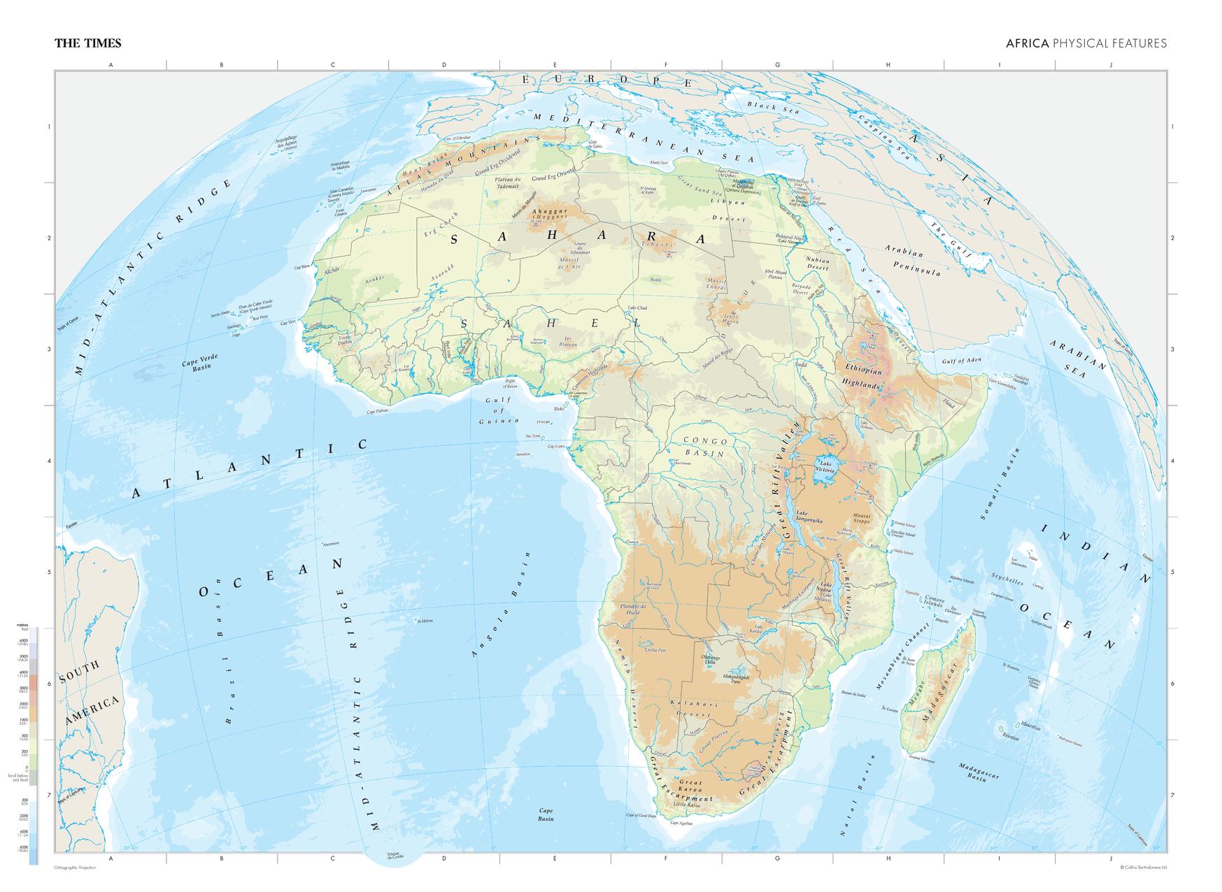 The Times The Times Map Of Africa Physical Features MapSherpa CLWF200086 Large