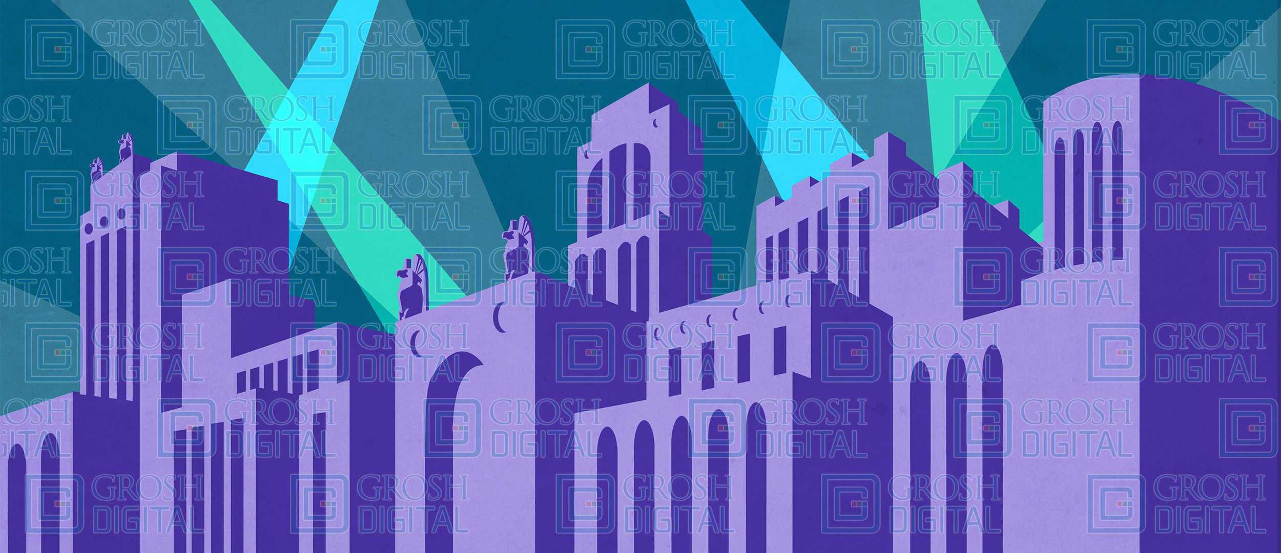 Art Deco City Projected Backdrops Grosh Digital