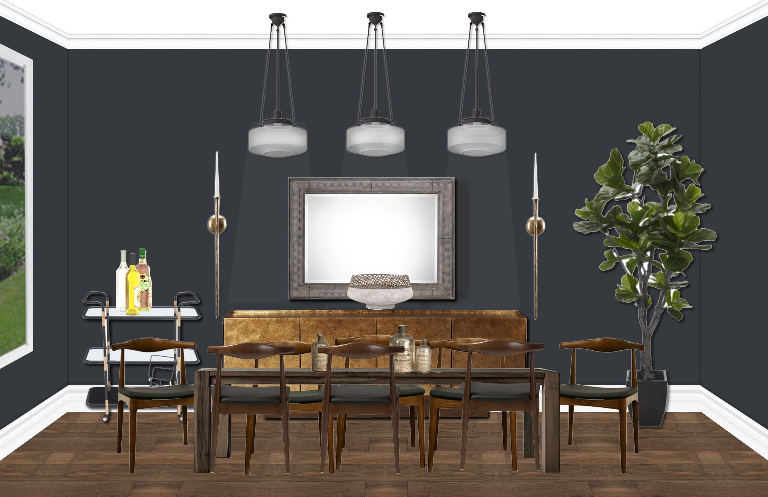 Classic Industrial Farmhouse Scandinavian Dining Room Design By