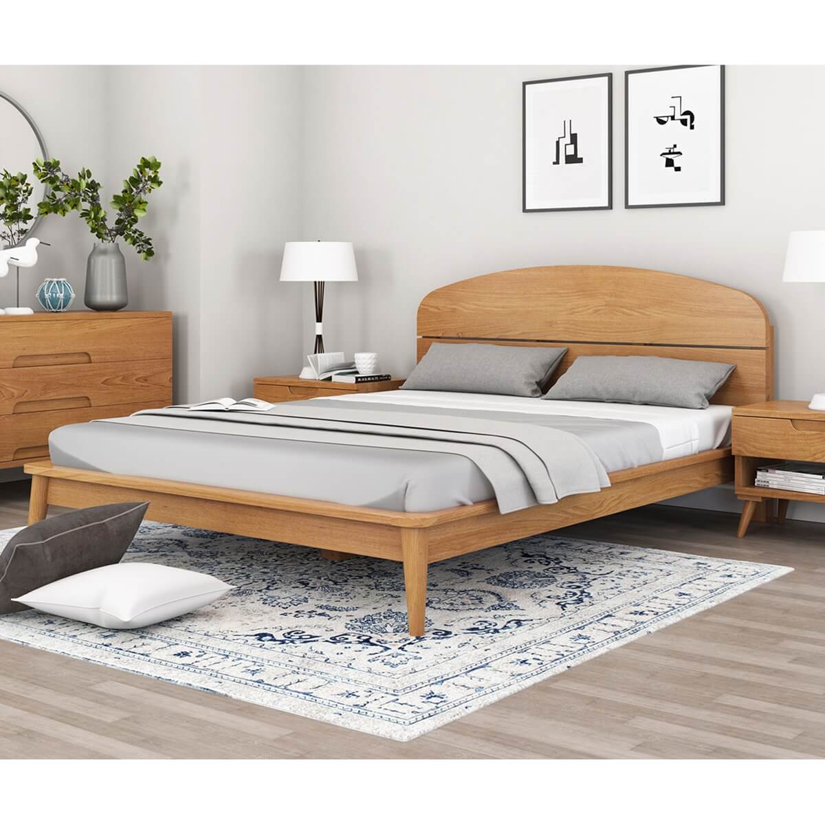 Avondale Modern Style Teak Wood Platform Bed