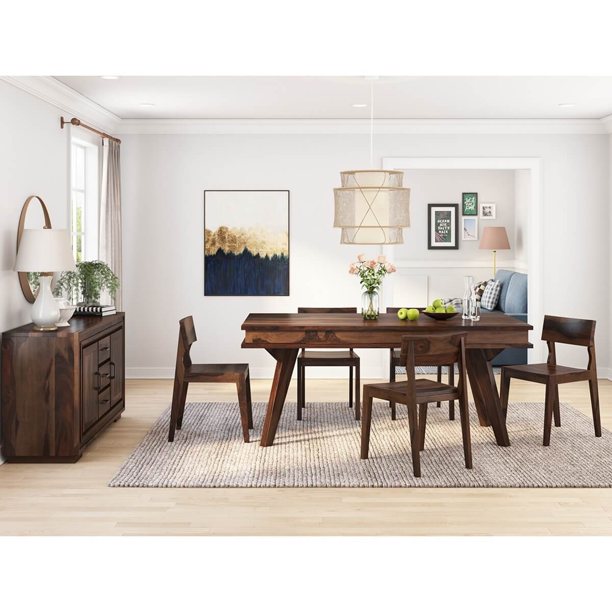 Petaluma Modern Rustic Solid Wood 8 Piece Dining Room Set