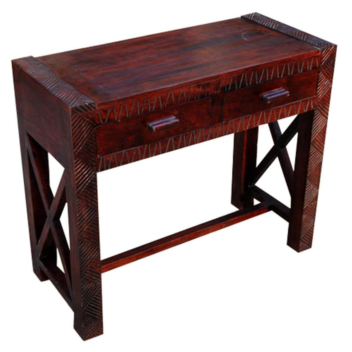 Solid Wood Entryway Hand Carved Console Table