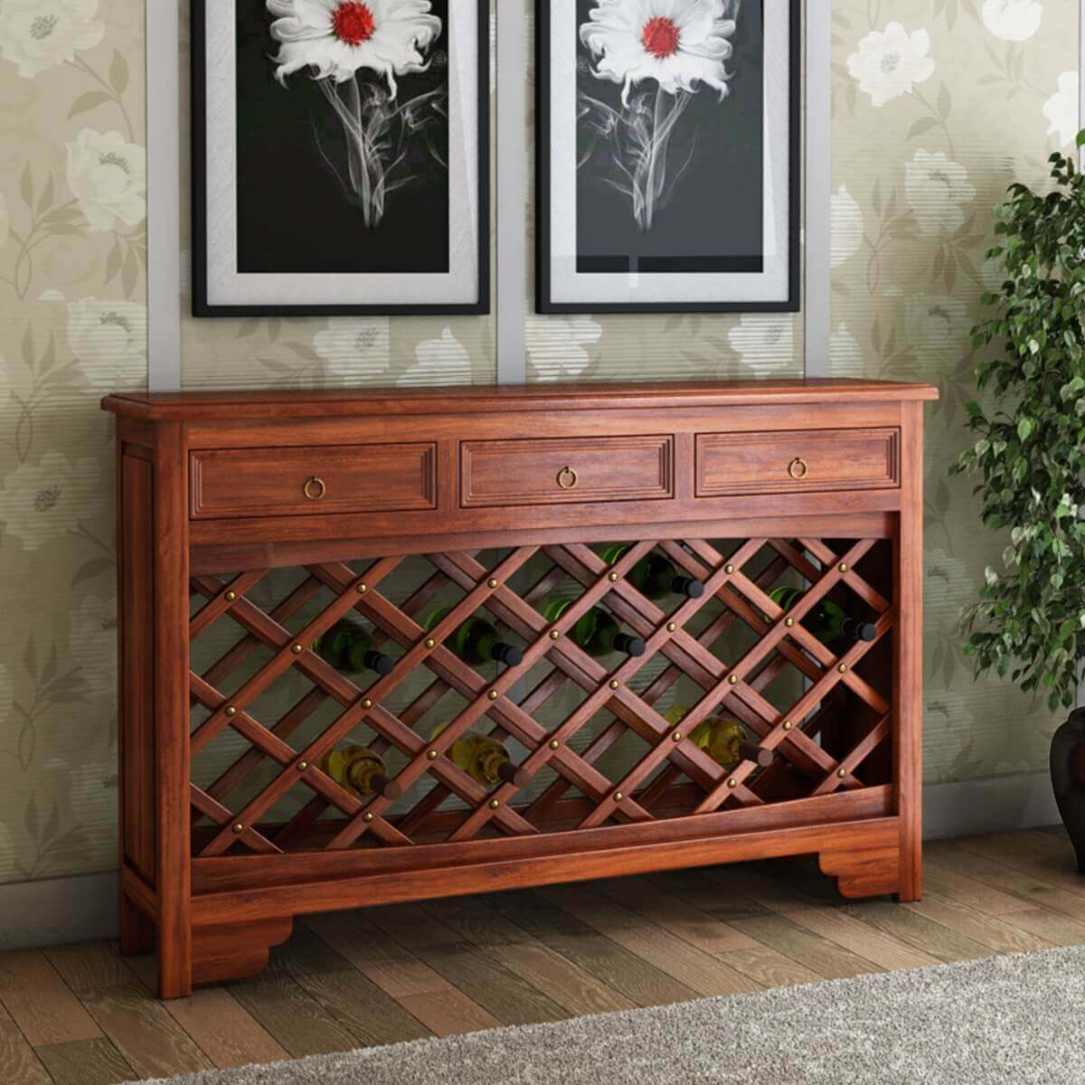 Sierra Nevada Modern 3 Drawer Wine Console Table