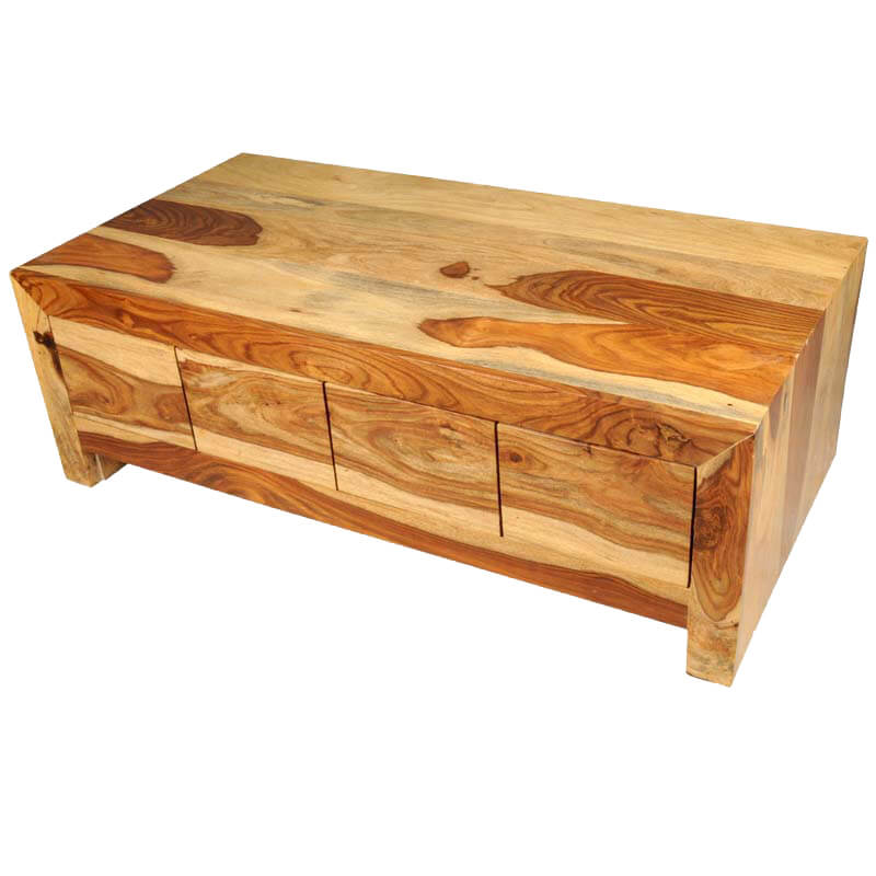 Solid Wood Contemporary Coffee Table With Storage Drawer