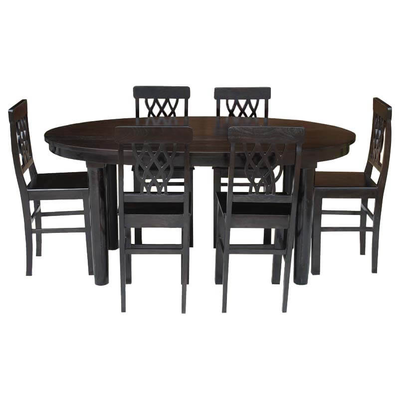 Portland Modern 7pc Oval Table Pineapple Back Chairs