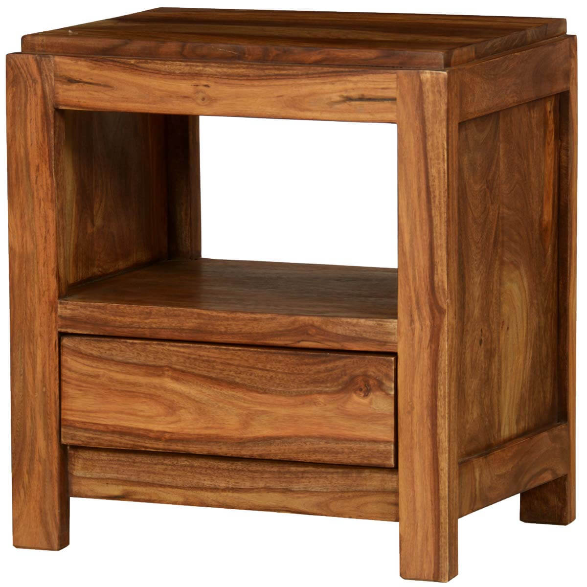 Pioneer Modern Rustic Solid Wood Nightstand End Table W Drawer