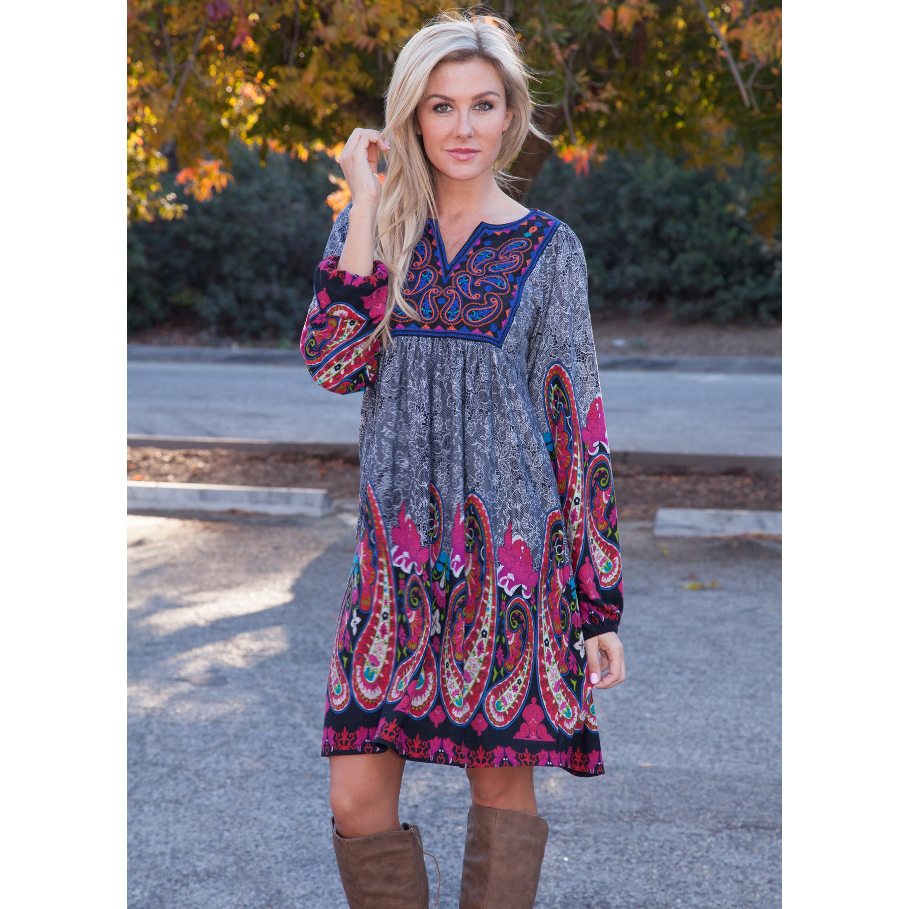 Apolline embroidered boho tunic dress