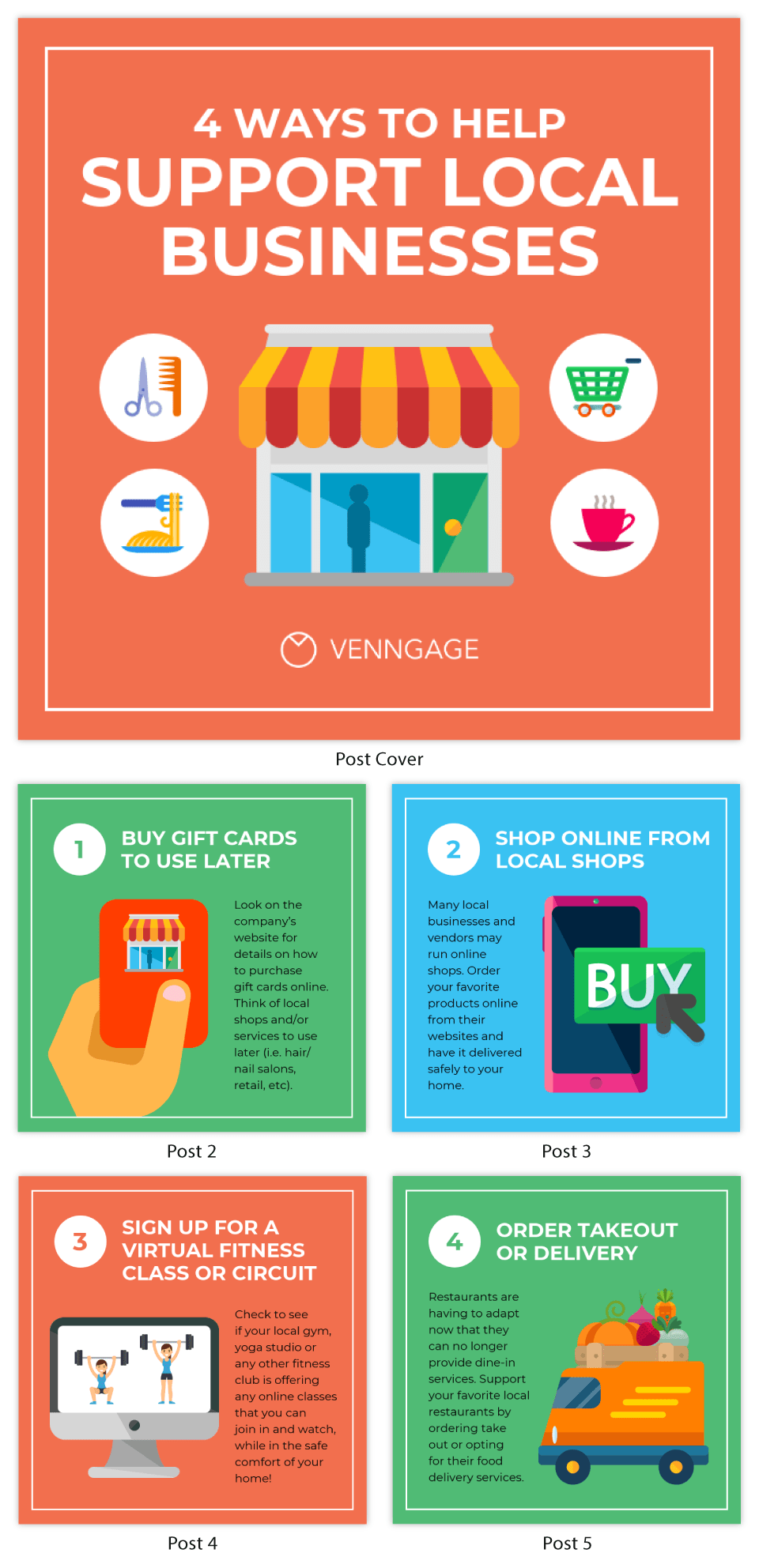 Support Local Businesses Instagram Carousel Template