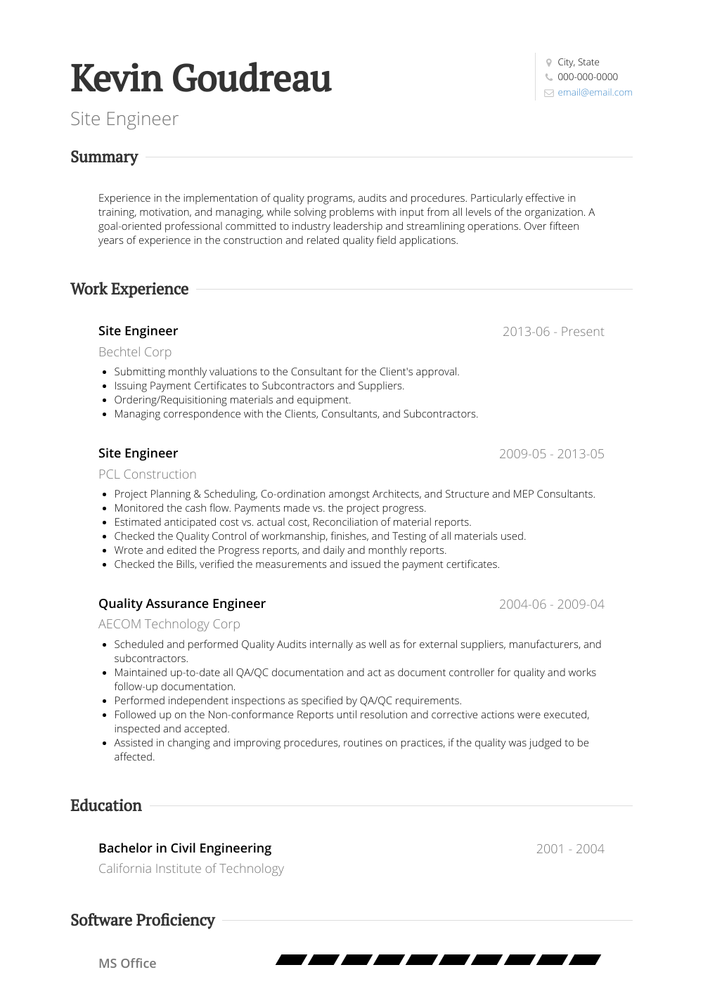 Site Engineer Resume Samples And Templates Visualcv