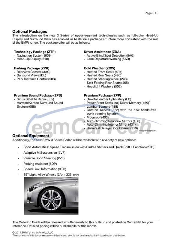 2012 bmw 3 series us ordering info