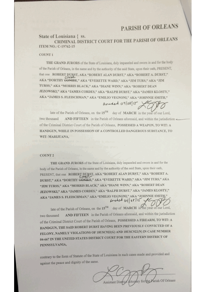 Page 4 of Robert Durst indictment