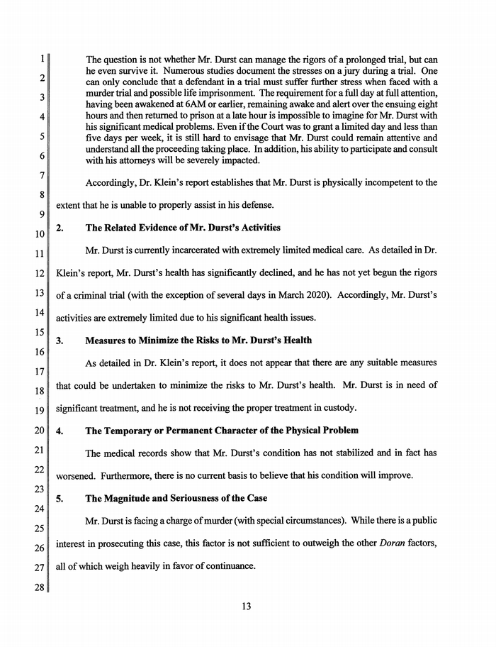 Page 16 of Robert Durst Emergency Motion