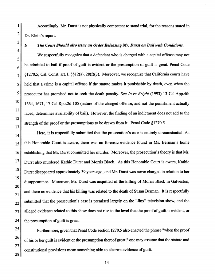 Page 17 of Robert Durst Emergency Motion