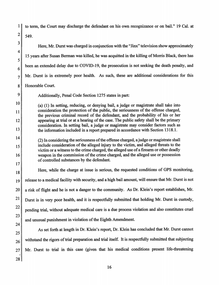 Page 19 of Robert Durst Emergency Motion