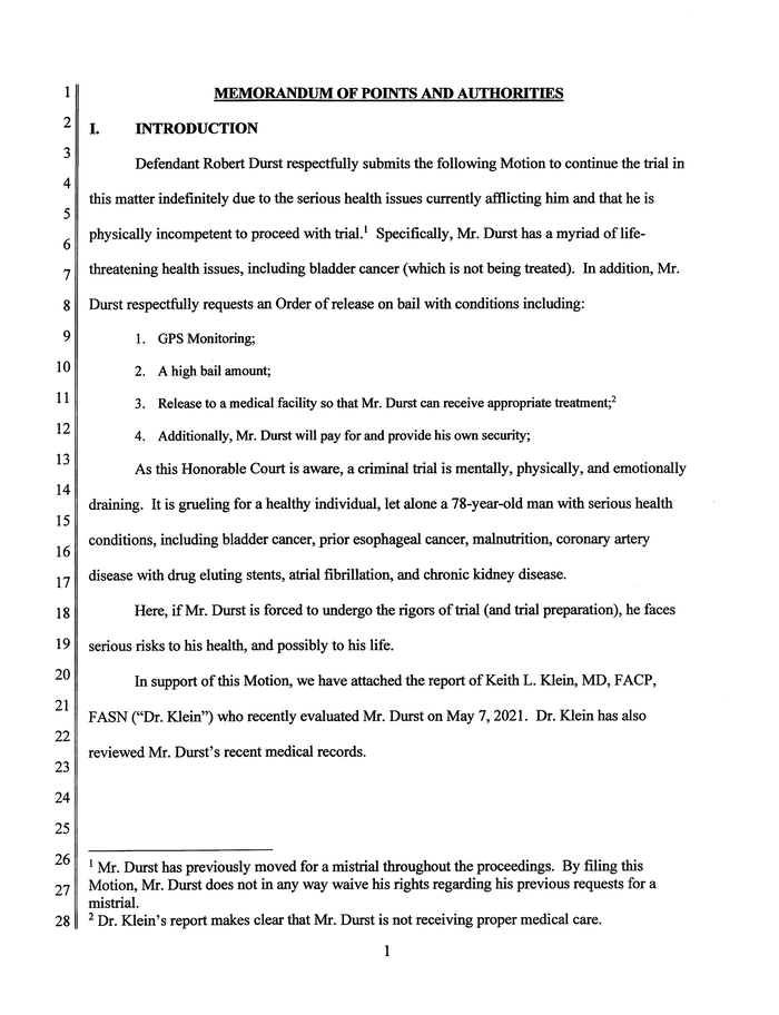 Page 4 of Robert Durst Emergency Motion