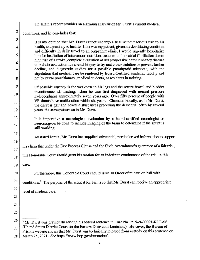 Page 5 of Robert Durst Emergency Motion