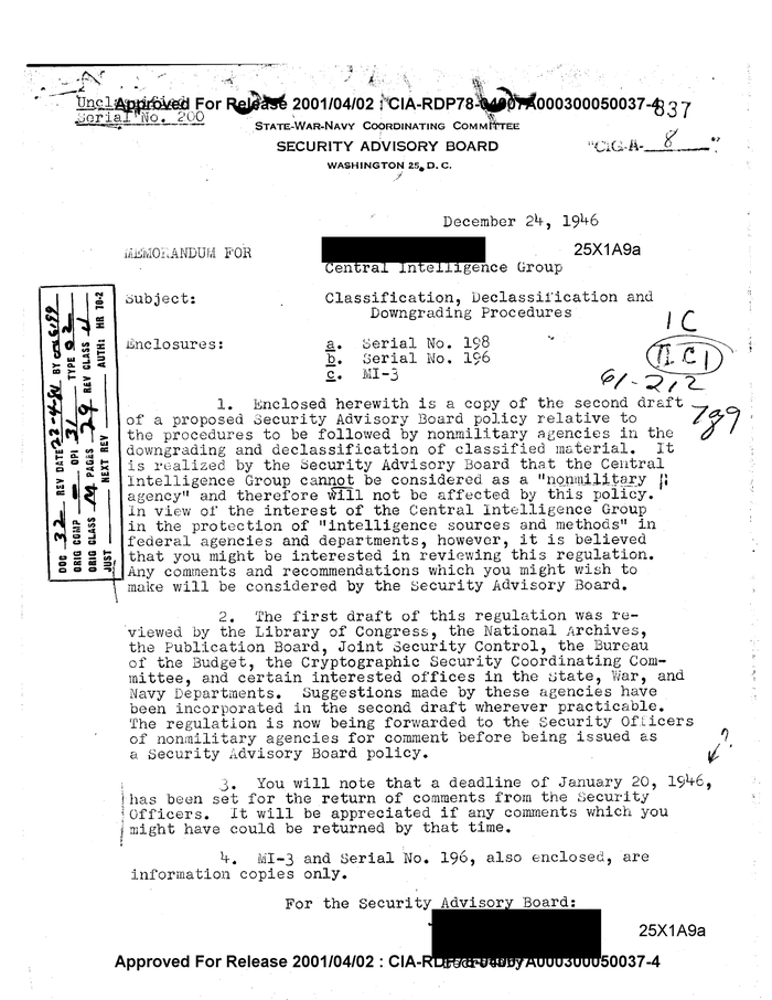 Classification, Declassification And Downgrading Procedures - DocumentCloud