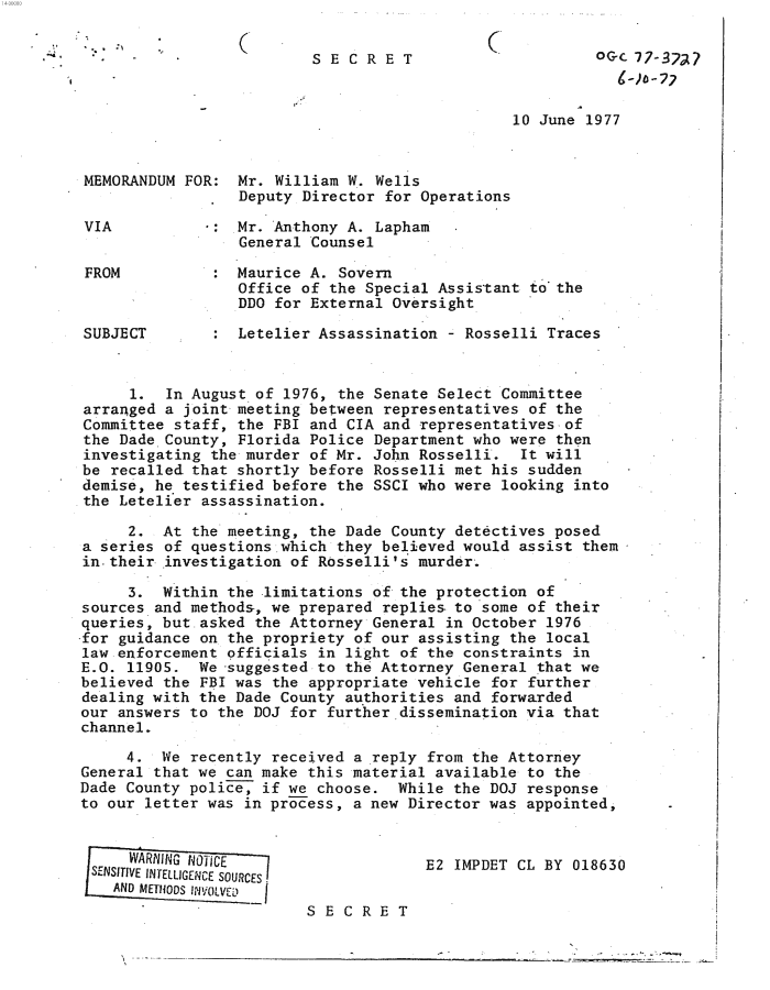 Page 2 of LETELIER ASSASSINATION - ROSSELLI TRACES