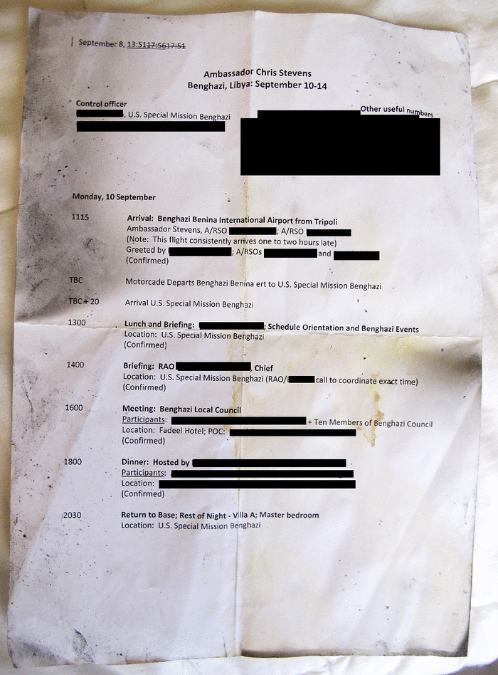 Page 1 of Sensitive documents left with little security at U.S. mission in Benghazi